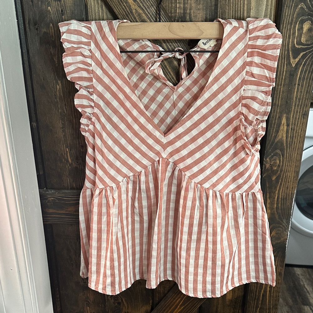 Striped Ruffle Sleeve Blouse